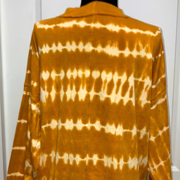 FREE PEOPLE We The Free Tie Dye Oversized Tunic Tee Mustard/Tan Boho Knit Top S - Picture 9 of 11